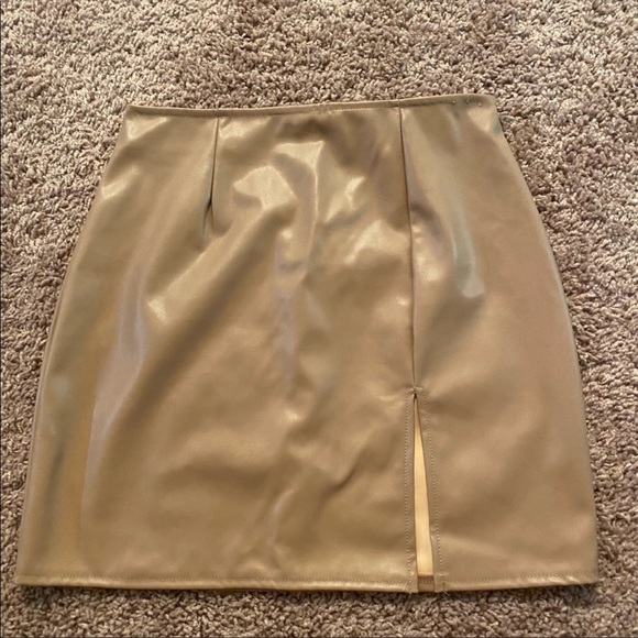Nude Pleather Skirt - Picture 1 of 4